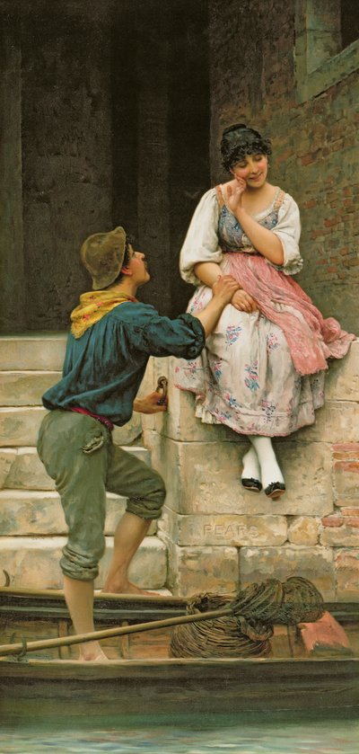 Il corteggiamento del pescatore, dal Pears Annual, Natale, 1894 da Eugen von Blaas